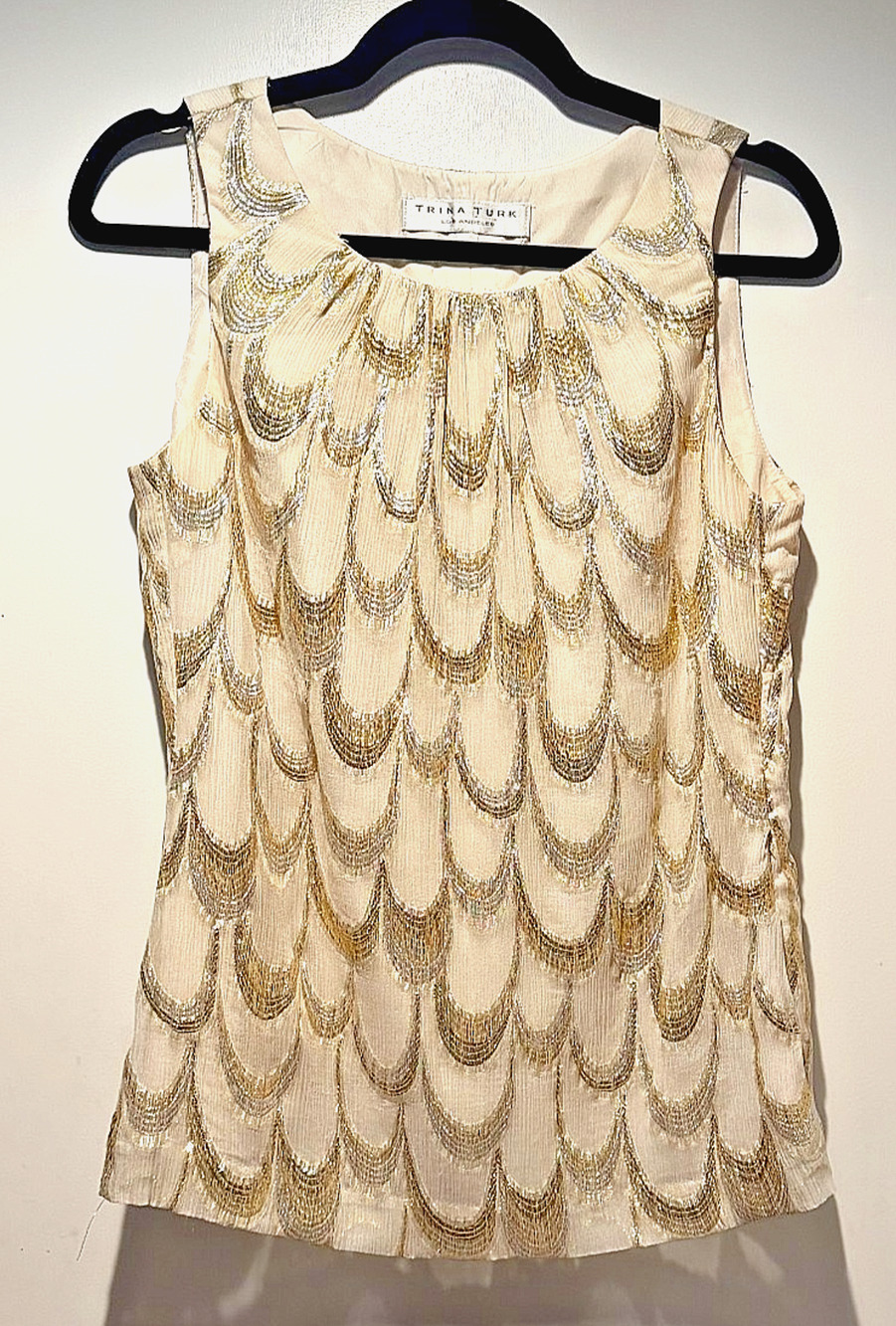 Trina Turk Los Angeles Silk & Metallic Sleeveless Top
